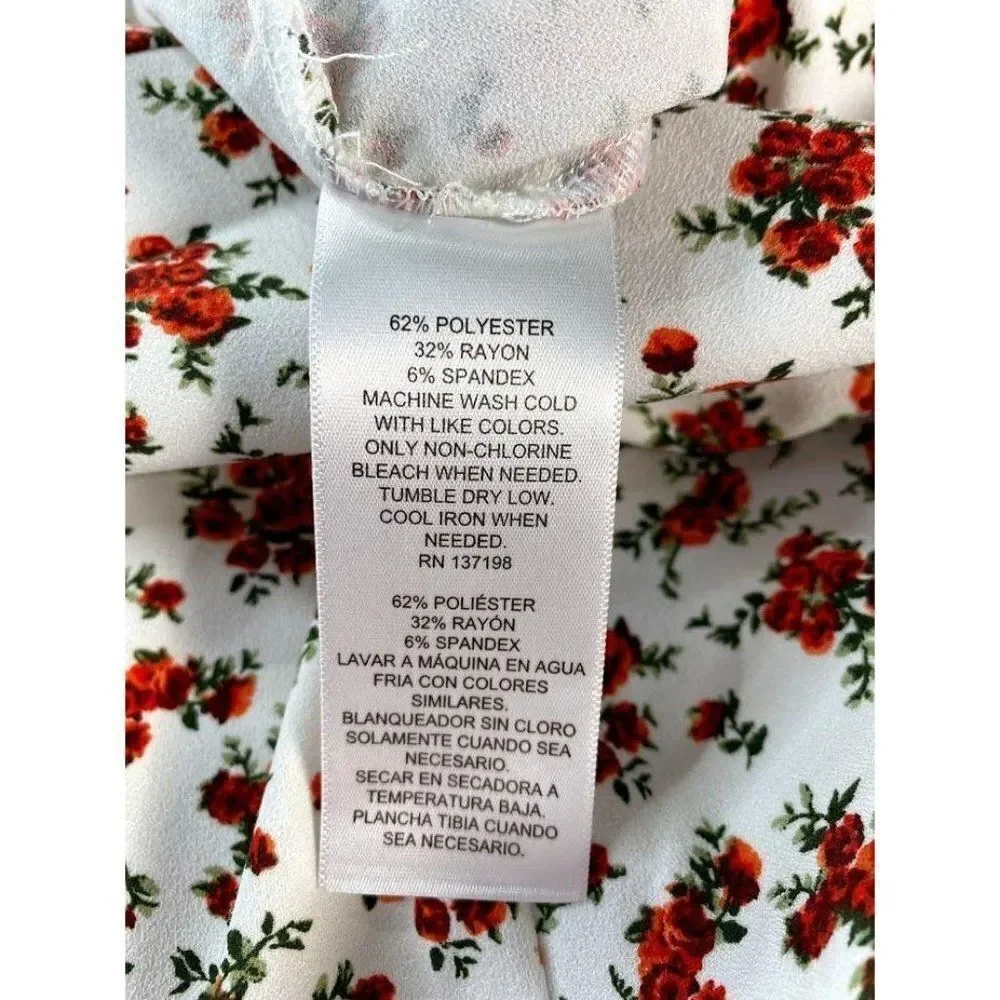 Danielle‎ Bernstein White Red Floral MIdi Slip Skirt Sz 1x NEW